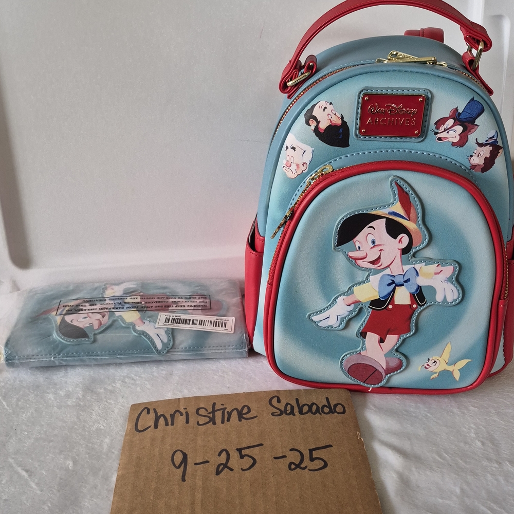 Disney Pinocchio Kids Backpack - Red and Light Blue